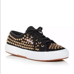 Superga Limited Edition COTW Black and Gold Studded Canvas Sneakers Sz 40 Rare